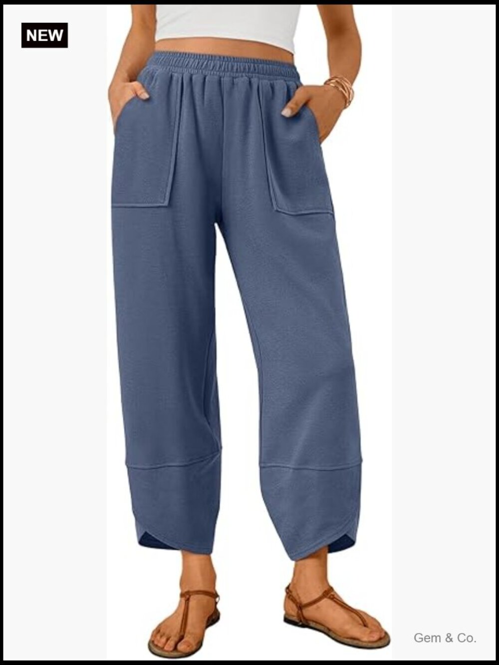 Wide Leg Casual Pants Soft Cotton Blend with Pockets